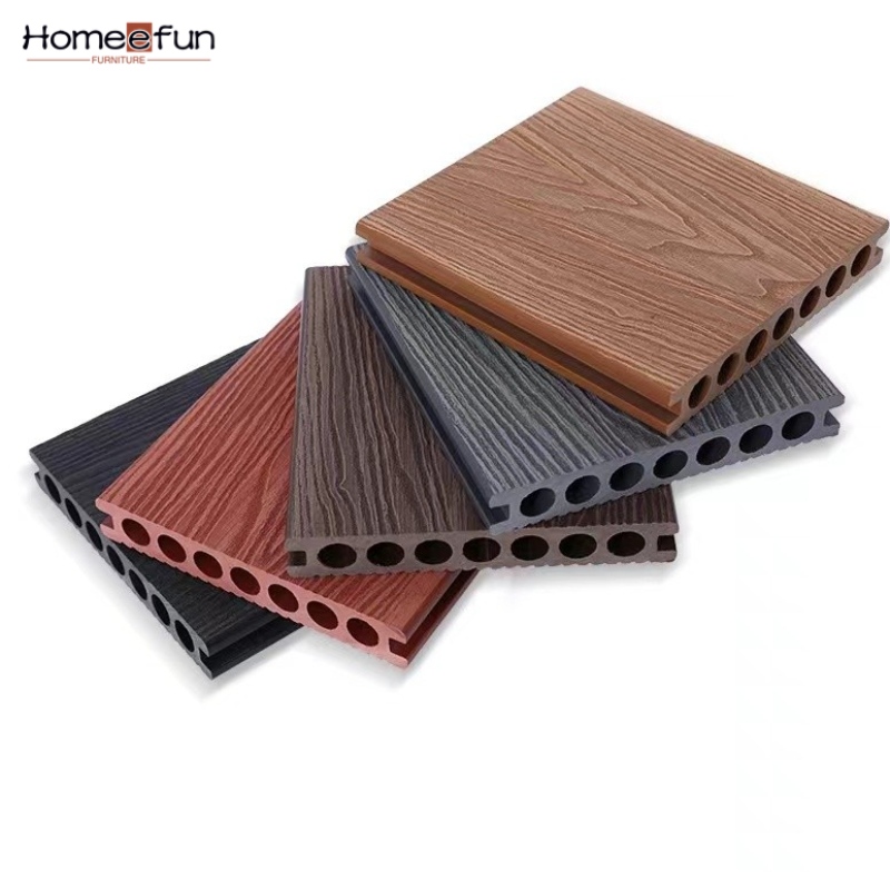 2022 Wpc 3d Piso em relevo de madeira Grain Planks Anti Slip Plastic Wood Composite Decking Outdoor Garden Flooring Deck